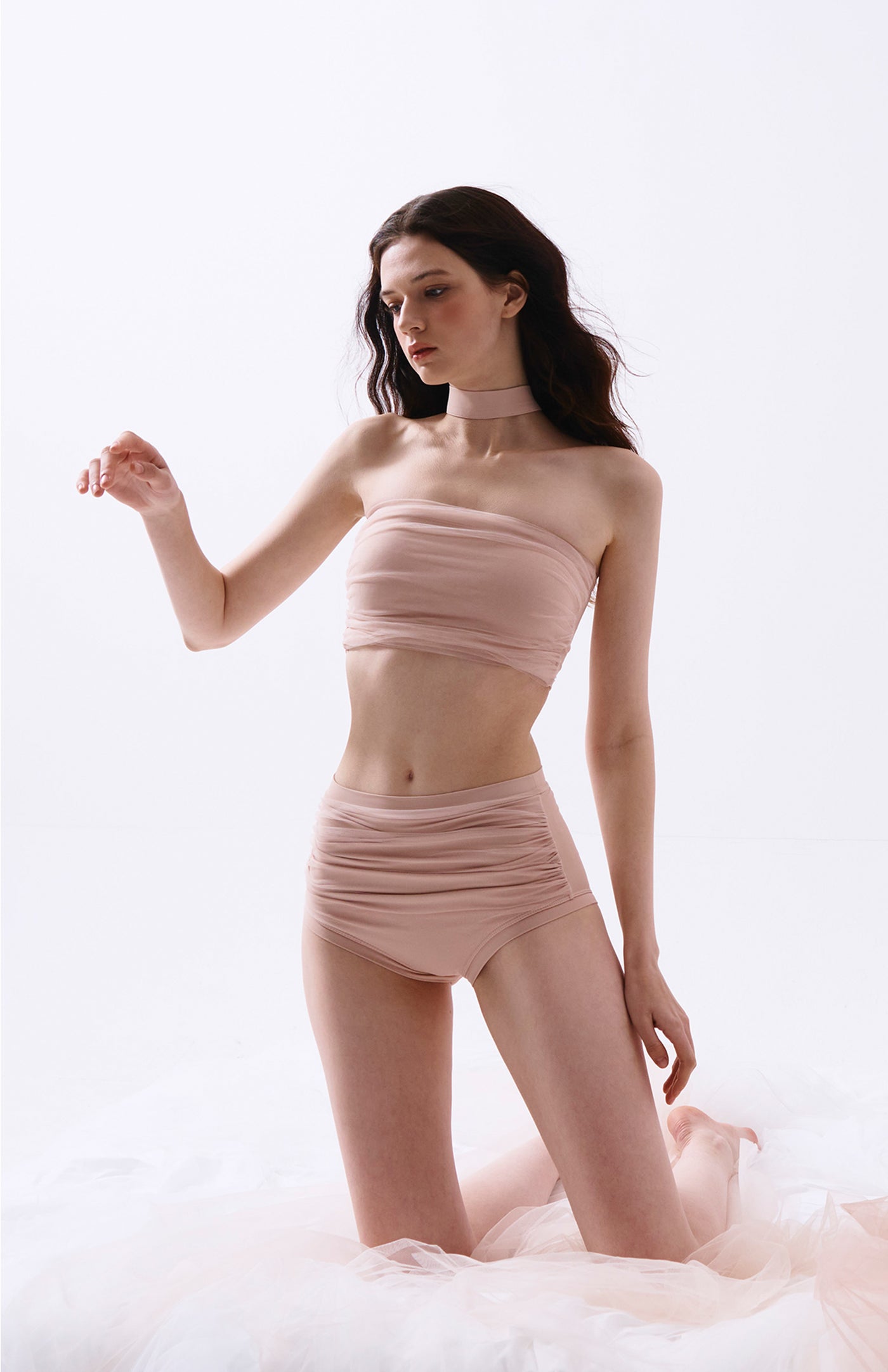 Nudie Born Shirring Pole Wear Set - Peach